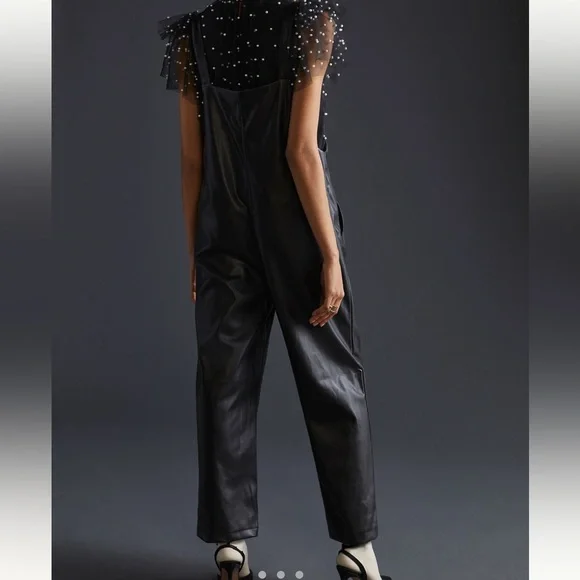 Anthropologie Faux Leather Jumpsuit